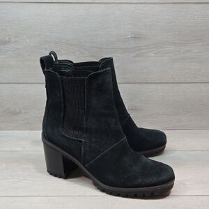 Ugg Australia Women Black Suede Ankle Tractor Platform Boots Shoes Sz 9